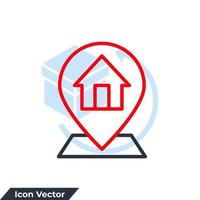 address icon logo vector illustration. Map pointer house symbol template for graphic and web design collection