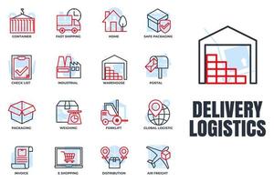 Set of Delivery shipping icon logo vector illustration. logistics pack symbol template for graphic and web design collection