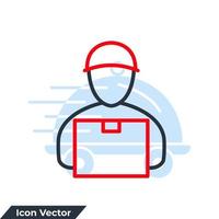 courier icon logo vector illustration. Delivery Man symbol template for graphic and web design collection