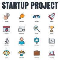 Set of Startup project icon logo vector illustration. development pack symbol template for graphic and web design collection