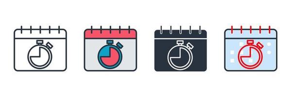 Ilustración de vector de logotipo de icono de fecha límite. calendario con plantilla de símbolo de cronómetro para la colección de diseño gráfico y web