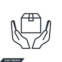 manejar con cuidado icono logo vector ilustración. maneje con plantilla de símbolo de signo de cuidado para la colección de diseño gráfico y web