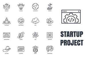 Set of Startup project icon logo vector illustration. development pack symbol template for graphic and web design collection