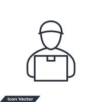 courier icon logo vector illustration. Delivery Man symbol template for graphic and web design collection