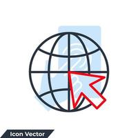 ilustración vectorial del logotipo del icono de Internet. haga clic para ir a la plantilla de símbolo del sitio web para la colección de diseño gráfico y web vector