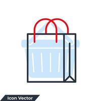 Ilustración de vector de logotipo de icono de bolsa de compras. plantilla de símbolo de bolsa de supermercado para la colección de diseño gráfico y web