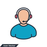 agente de servicio al cliente con ilustración de vector de logotipo de icono de auricular. plantilla de símbolo de atención al cliente para la colección de diseño gráfico y web