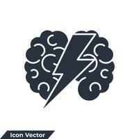 brainstorm icon logo vector illustration. Brain With Thunder symbol template for graphic and web design collection