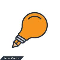 Creative icon logo vector illustration. light bulb and pencil symbol template for graphic and web design collection