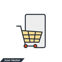 e-commerce icon logo vector illustration. shopping cart and smartphone symbol template for graphic and web design collection