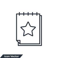 Ilustración de vector de logotipo de icono de lista de deseos. estrella en plantilla de símbolo de cuaderno para colección de diseño gráfico y web