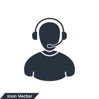 customer service agent with headset icon logo vector illustration. Customer support symbol template for graphic and web design collection