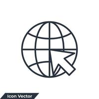 ilustración vectorial del logotipo del icono de Internet. haga clic para ir a la plantilla de símbolo del sitio web para la colección de diseño gráfico y web vector