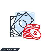 ilustración de vector de logotipo de icono de dinero. plantilla de símbolo de monedas y finanzas para la colección de diseño gráfico y web