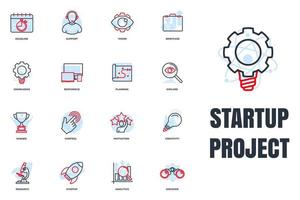 Set of Startup project icon logo vector illustration. development pack symbol template for graphic and web design collection