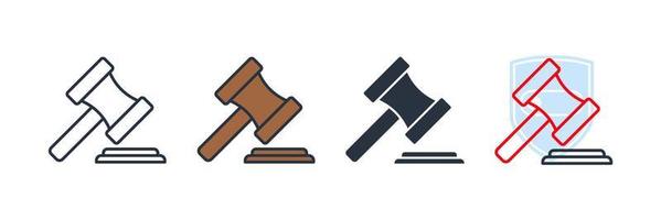 auction icon logo vector illustration. judge gavel symbol template for graphic and web design collection