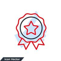 Calidad premium. ilustración de vector de logotipo de icono de insignia de logro. plantilla de símbolo de certificado para la colección de diseño gráfico y web