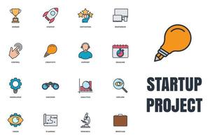 Set of Startup project icon logo vector illustration. development pack symbol template for graphic and web design collection