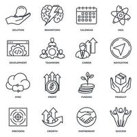 conjunto de ilustración de vector de logotipo de icono de proyecto de inicio. plantilla de símbolo de paquete de desarrollo para colección de diseño gráfico y web