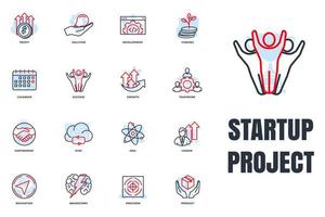 Set of Startup project icon logo vector illustration. development pack symbol template for graphic and web design collection