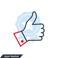 Ilustración de vector de logotipo de icono de pulgar hacia arriba. un botón Me gusta para la plantilla de símbolo de servicios de redes sociales para la colección de diseño gráfico y web