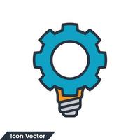 Ilustración de vector de logotipo de icono de bombilla de engranaje. plantilla de símbolo de innovación de conocimiento para la colección de diseño gráfico y web