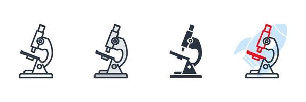 microscope icon logo vector illustration. research symbol template for graphic and web design collection