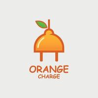 orange logo design with electric stacker shape vector