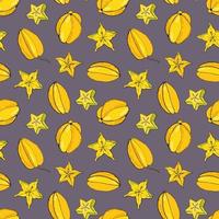 Carambola. Fruit seamless pattern with Carambola. Design for fabric, textile, wallpaper, packaging. vector