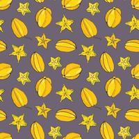 Carambola. Fruit seamless pattern with Carambola. Design for fabric, textile, wallpaper, packaging. vector