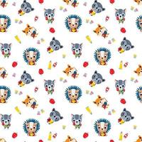 School vector seamless pattern. Animal students. Design for fabric, textile, wallpaper, packaging.