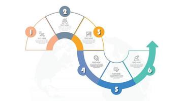 Basic circle infographic template with 6 steps, process or options, process chart, Used for process diagram, presentations, workflow layout, flow chart, infograph. Vector eps10 illustration.