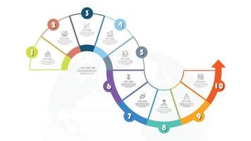 Basic circle infographic template with 10 steps, process or options, process chart, Used for process diagram, presentations, workflow layout, flow chart, infograph. Vector eps10 illustration.