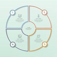 Basic circle infographic template with 4 steps, process or options, process chart, Used for process diagram, presentations, workflow layout, flow chart, infograph. Vector eps10 illustration.