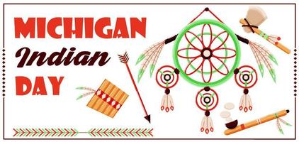 Michigan Indian Day, indian tribal equipment. Suitable for events vector