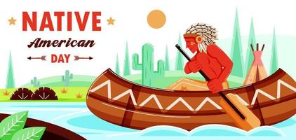 Native American Day, down the river. Suitable for events vector