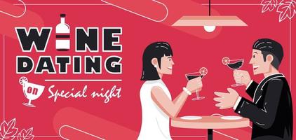 Wine Dating on special night, warm date. Suitable for events vector