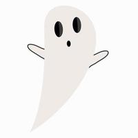 white scary ghost, flying ghost, vector illustration for halloween.