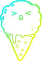 cold gradient line drawing cartoon ice cream vector