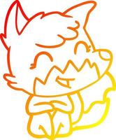 warm gradient line drawing happy cartoon fox vector