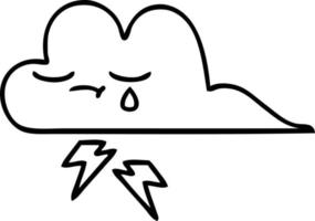 nube de tormenta de dibujos animados de dibujo lineal vector