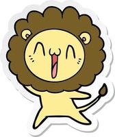 sticker of a happy cartoon lion vector