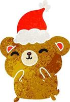 dibujos animados retro de navidad de oso kawaii vector