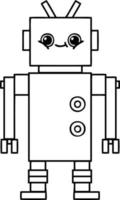 line drawing cartoon robot vector