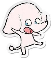 distressed sticker of a cute cartoon elephant vector