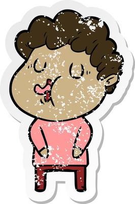 distressed sticker of a cartoon man singing