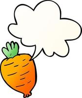 cartoon root vegetable and speech bubble in smooth gradient style vector