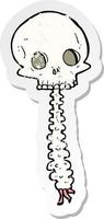 retro distressed sticker of a spooky cartoon sull and spine vector