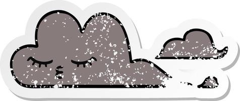 distressed sticker of a cute cartoon storm cloud vector