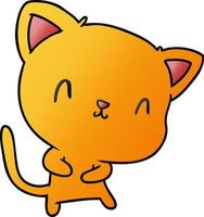 gradient cartoon of cute kawaii cat vector